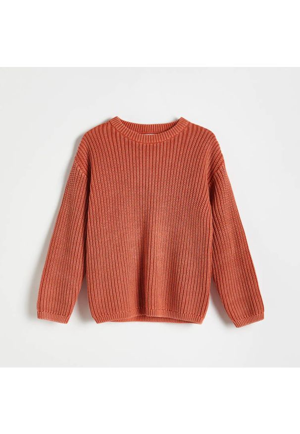 Reserved - Strukturalny sweter - Pomarańczowy. Kolor: pomarańczowy