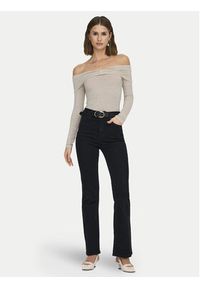 only - ONLY Bluzka Fayola 15339435 Beżowy Slim Fit. Kolor: beżowy. Materiał: wiskoza