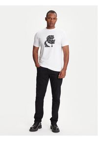 Karl Lagerfeld - KARL LAGERFELD T-Shirt 755042 553235 Biały Regular Fit. Typ kołnierza: dekolt w karo. Kolor: biały. Materiał: bawełna #5