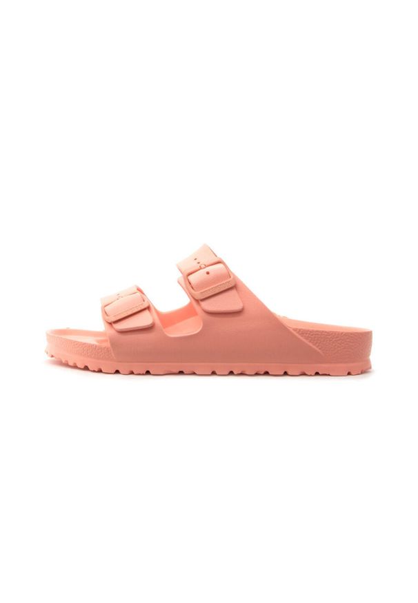 Klapki damskie Birkenstock Arizona Eva. Zapięcie: klamry. Kolor: różowy, pomarańczowy, wielokolorowy. Materiał: syntetyk, materiał. Sezon: lato. Sport: turystyka piesza