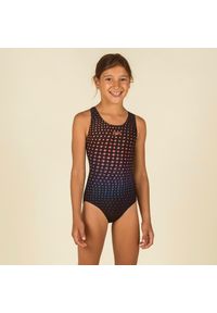 Strój jednoczęściowy pływacki dla dzieci Speedo Splashback. Kolor: czarny, pomarańczowy, niebieski, wielokolorowy. Materiał: poliester, materiał