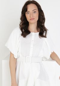 Born2be - Biała Sukienka Zelinoe. Kolor: biały. Materiał: materiał. Typ sukienki: koszulowe. Długość: mini #3