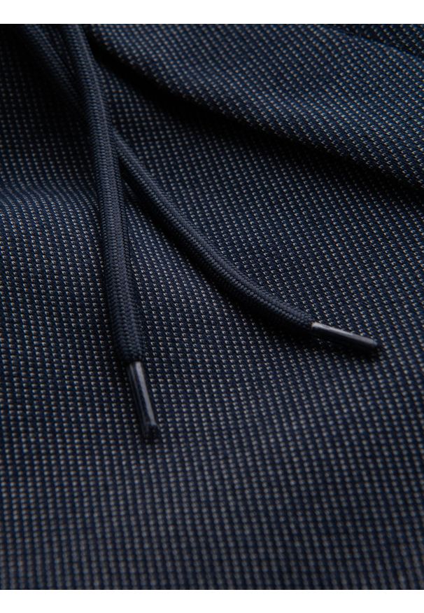 Ombre Clothing - Casualowe męskie szorty SLIM FIT z dzianiny żakardowej – granatowe V1 - Rozmiar: M. Okazja: na co dzień. Kolor: niebieski. Materiał: żakard, dzianina. Styl: casual