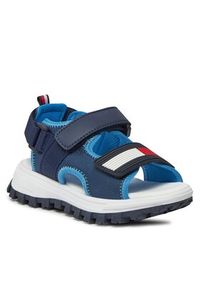 TOMMY HILFIGER - Tommy Hilfiger Sandały Flag Velcro Sandal T3B2-33434-1591 M Granatowy. Kolor: niebieski. Materiał: materiał #6