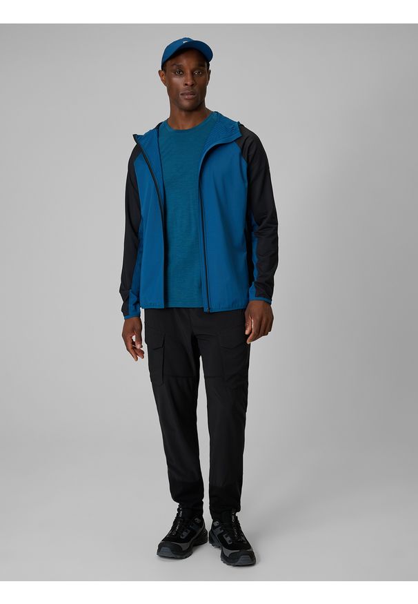 4f - 4F Koszulka trekkingowa z wełną merino męska - turkusowa XXL. Kolor: turkusowy. Materiał: wełna. Długość: długie