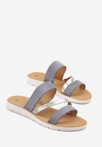 Born2be - Niebieskie Klapki Ozdobione Cyrkoniami Liriselle. Okazja: na co dzień. Kolor: niebieski. Wzór: aplikacja. Sezon: lato. Styl: casual #4