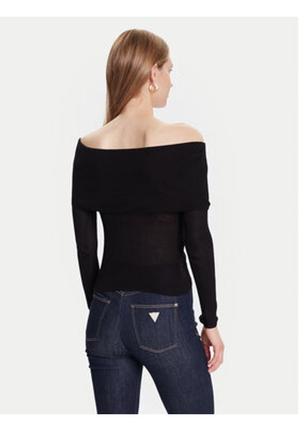 Guess Sweter W5BR48 Z0612 Czarny Slim Fit. Kolor: czarny. Materiał: wiskoza