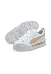 Buty do chodzenia damskie Puma Mayze Lth Classic. Zapięcie: sznurówki. Kolor: biały, wielokolorowy, beżowy. Materiał: materiał, skóra, syntetyk. Szerokość cholewki: normalna. Sport: turystyka piesza