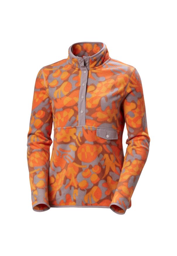 Damski polar z nadrukiem Helly Hansen Maridalen. Kolor: pomarańczowy. Materiał: polar. Wzór: nadruk. Sport: turystyka piesza