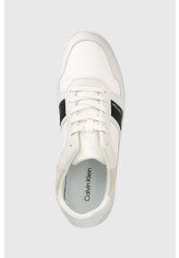 Calvin Klein sneakersy kolor biały. Nosek buta: okrągły. Zapięcie: sznurówki. Kolor: biały. Materiał: skóra, guma #4