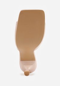 Renee - Beżowe Klapki na Szpilce z Kwadratowym Noskiem Peep Toe Avenata. Okazja: na co dzień, na randkę. Nosek buta: otwarty. Kolor: beżowy. Materiał: jeans, skóra, koronka. Obcas: na szpilce. Styl: casual #7