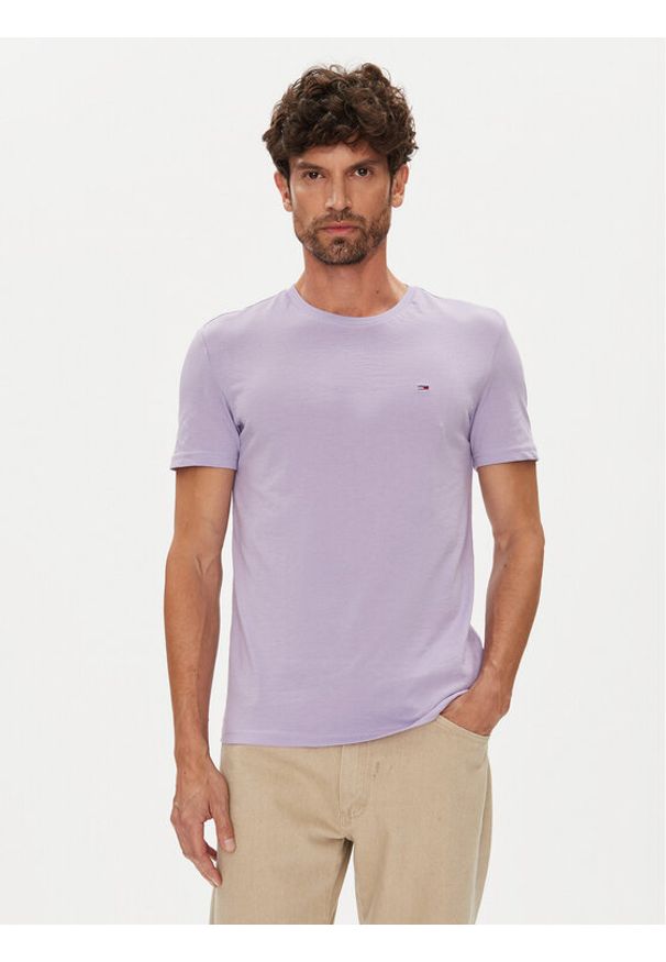 Tommy Jeans T-Shirt Jaspe DM0DM20363 Fioletowy Slim Fit. Kolor: fioletowy. Materiał: bawełna