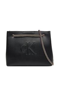 Calvin Klein Jeans Torebka Sculpted Chain Shoulder Bag LV04K3163G Czarny. Kolor: czarny. Materiał: skórzane