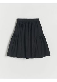 Reserved - Bawełniana spódnica - czarny. Kolor: czarny. Materiał: bawełna. Wzór: gładki. Typ sukienki: w kształcie A
