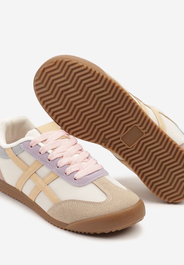 Born2be - Beżowo-Różowe Sneakersy w Stylu Kultowych Tenisówek Ilissena. Okazja: na co dzień. Kolor: beżowy. Szerokość cholewki: normalna. Obcas: na płaskiej podeszwie