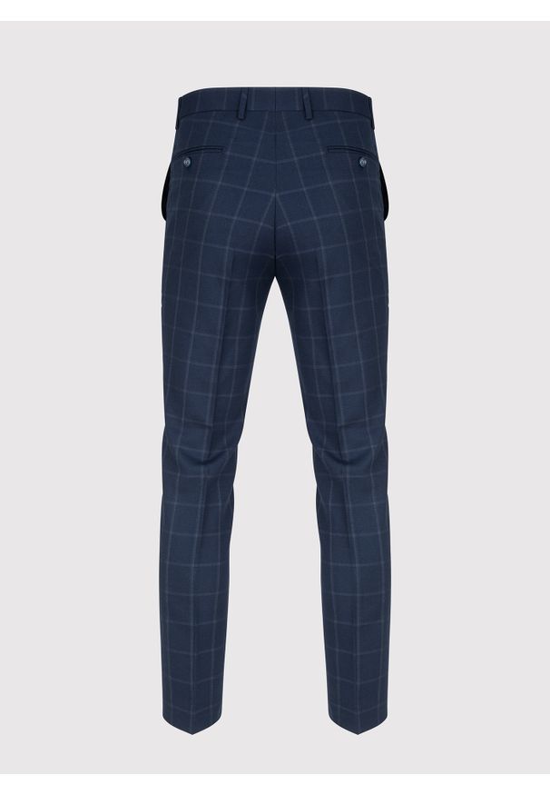 Pako Lorente - PAKO LORENTE – Granatowe spodnie garniturowe w kratę. Kolor: niebieski. Styl: elegancki