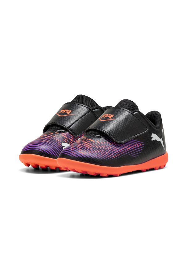 Puma - Dziecięce buty piłkarskie FUTURE 8 PLAY TT V PUMA Black White Glowing Red. Zapięcie: rzepy. Kolor: biały, czerwony, wielokolorowy, czarny. Materiał: syntetyk. Szerokość cholewki: normalna. Sport: piłka nożna