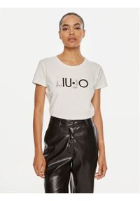 Liu Jo T-Shirt TF4312 JS088 Écru Regular Fit. Materiał: bawełna