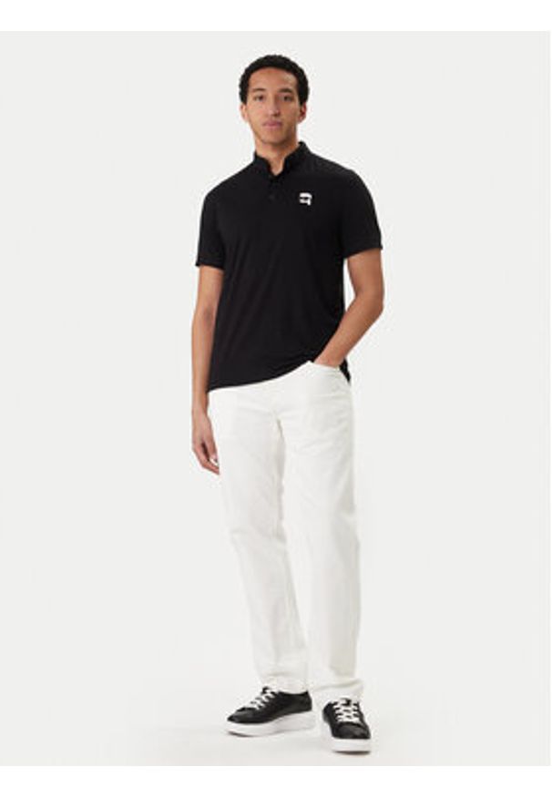 Karl Lagerfeld - KARL LAGERFELD Polo 745022 562224 Czarny Regular Fit. Typ kołnierza: polo. Kolor: czarny. Materiał: bawełna