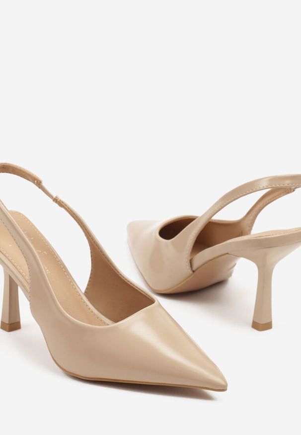 Renee - Beżowe Sandały na Szpilce Slingback Falithra. Okazja: na co dzień, na imprezę. Kolor: beżowy. Materiał: jeans. Sezon: lato. Obcas: na szpilce. Styl: casual, klasyczny