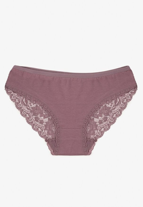 Born2be - Fioletowe Majtki Figi Zdobione Koronką Venissella. Kolor: fioletowy. Materiał: koronka. Wzór: aplikacja, koronka