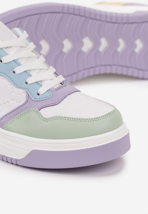 Renee - Biało-Fioletowe Sneakersy Sznurowane na Grubej Podeszwie Ainne. Kolor: biały