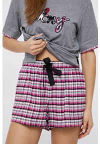 DKNY - Dkny - Piżama. Kolor: różowy. Materiał: tkanina, dzianina. Wzór: aplikacja #5