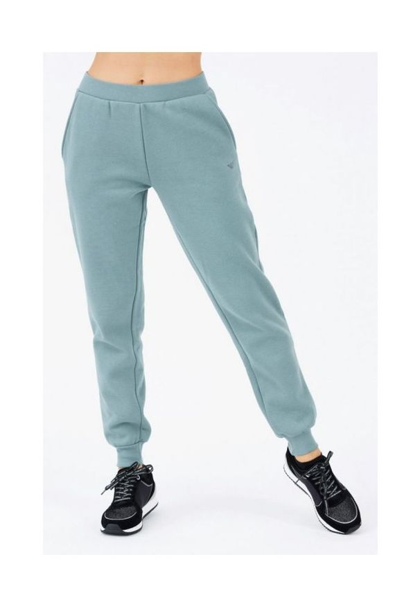 Emporio Armani - EMPORIO ARMANI Zielone damskie spodnie dresowe, Rozmiar S. Kolor: zielony. Materiał: dresówka, bawełna