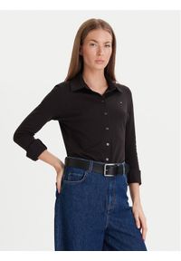 TOMMY HILFIGER - Tommy Hilfiger Koszula 1985 WW0WW43528 Czarny Slim Fit. Kolor: czarny. Materiał: bawełna