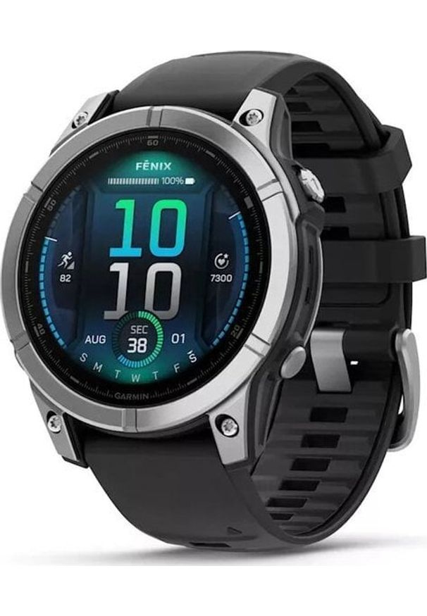 GARMIN - Zegarek sportowy Garmin Fenix E Stal Nierdzewna z czarnym paskiem [010-03025-00]. Kolor: czarny. Styl: sportowy