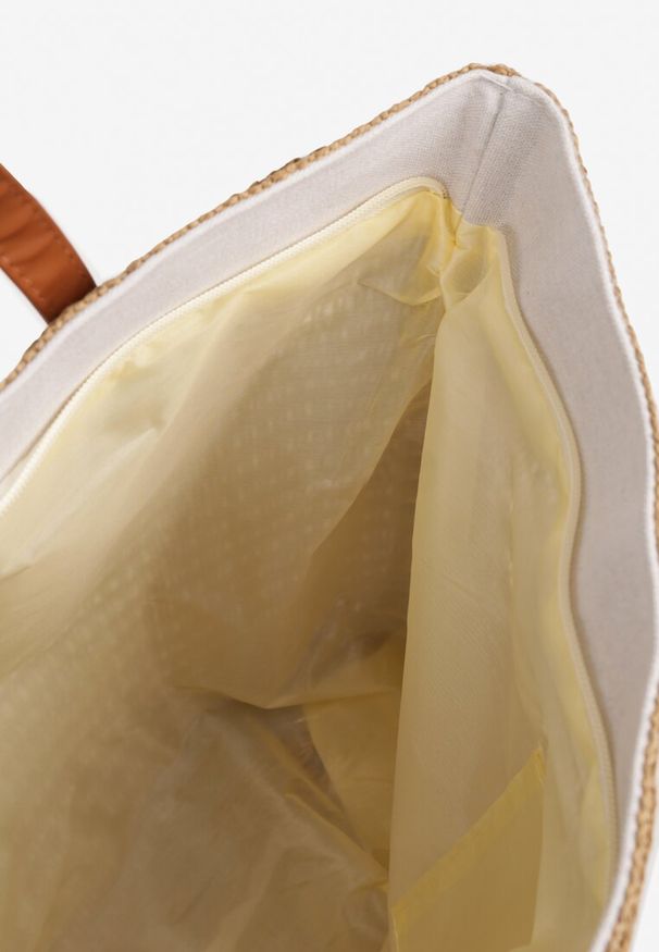Renee - Ciemnobeżowa Plażowa Torebka Shopperka z Plecionki Rivauri. Kolor: beżowy. Sezon: lato. Styl: elegancki, casual