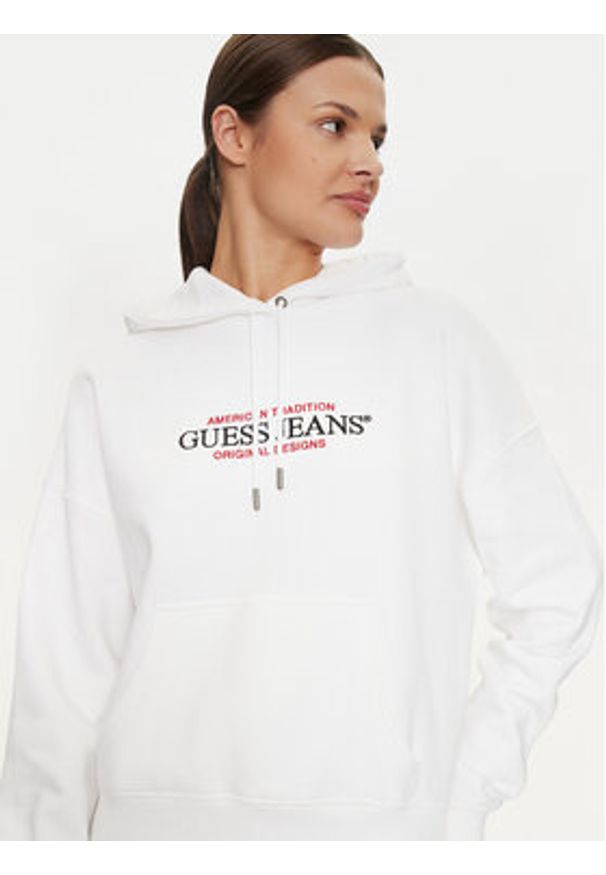 Guess Jeans Bluza W4YQ15 KC811 Biały Regular Fit. Kolor: biały. Materiał: bawełna