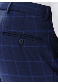 Pako Lorente - PAKO LORENTE – Granatowe spodnie garniturowe w niebieską kratkę. Kolor: niebieski. Materiał: poliester, wełna, lycra. Wzór: kratka #2
