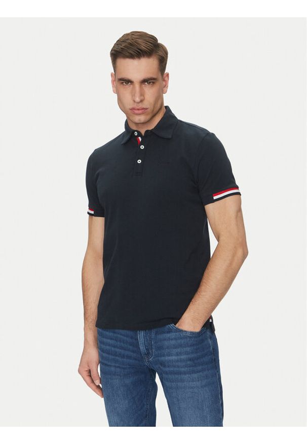 Geox Polo M5510L T3240 F1624 Granatowy Regular Fit. Typ kołnierza: polo. Kolor: niebieski. Materiał: bawełna