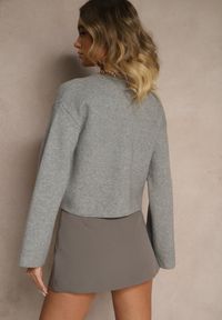 Renee - Szary Kardigan z Wiskozą na Metalowe Guziki Asilya. Okazja: na co dzień. Kolor: szary. Materiał: wiskoza. Styl: elegancki, casual #3