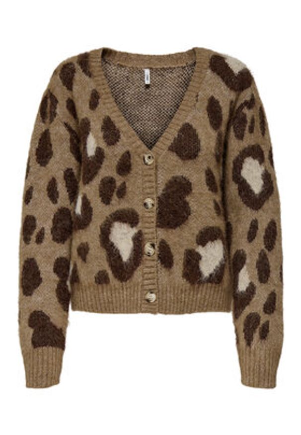 only - ONLY Kardigan Edelie 15353090 Brązowy Regular Fit. Kolor: brązowy. Materiał: syntetyk