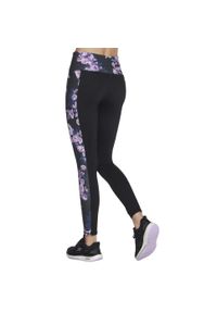 skechers - Leginsy fitness damskie GO Stretch Winter Bloom Legging. Kolor: czarny. Materiał: poliester, elastan. Sport: fitness