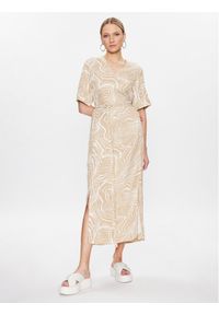 Calvin Klein Sukienka codzienna Wave Print K20K205222 Beżowy Regular Fit. Okazja: na co dzień. Kolor: beżowy. Materiał: wiskoza. Wzór: nadruk. Typ sukienki: proste. Styl: casual #1