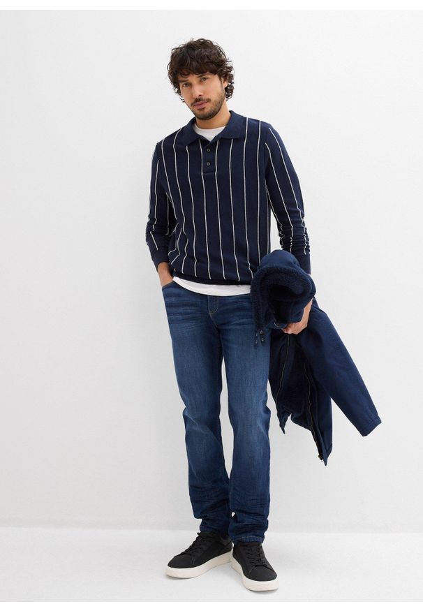 bonprix - Dżinsy slim fit ze stretchem, tapered. Kolor: niebieski