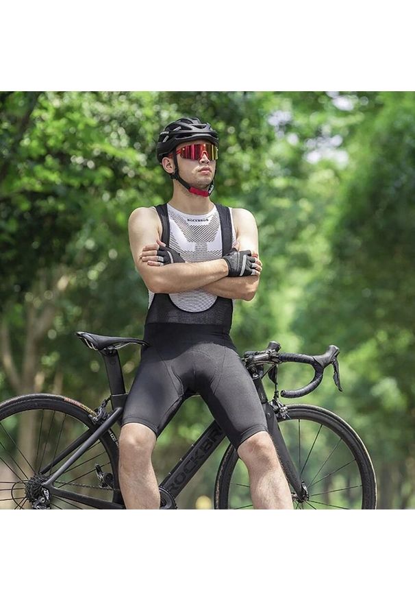 ROCKBROS - Krótkie spodenki rowerowe Rockbros z wkładką szelki sportowe męskie rozmiar XL. Kolor: czarny. Długość: krótkie. Sport: kolarstwo