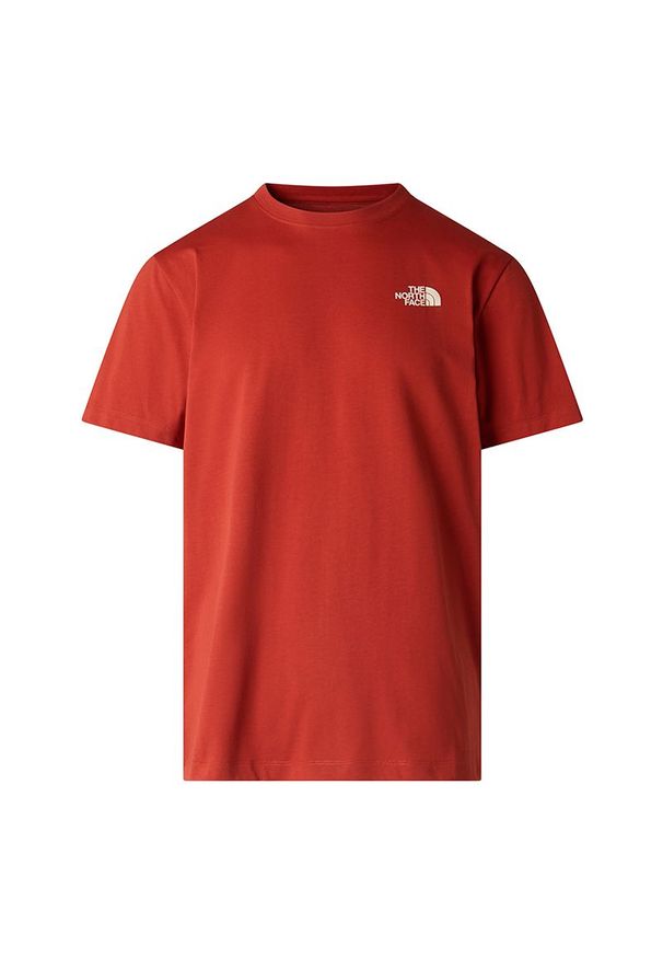 Koszulka męska The North Face Vertical 0A8GV1G6I1 - czerwona. Kolor: czerwony. Materiał: tkanina, poliester, bawełna. Długość rękawa: krótki rękaw. Długość: krótkie