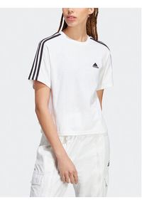 Adidas - adidas T-Shirt Essentials 3-Stripes Single Jersey Crop Top HR4915 Biały Loose Fit. Kolor: biały. Materiał: bawełna #7