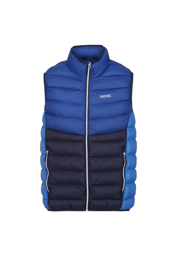 Kurtka puchowa bez rękawów Regatta Harrock II. Kolor: niebieski. Materiał: puch. Długość rękawa: bez rękawów. Sport: turystyka piesza