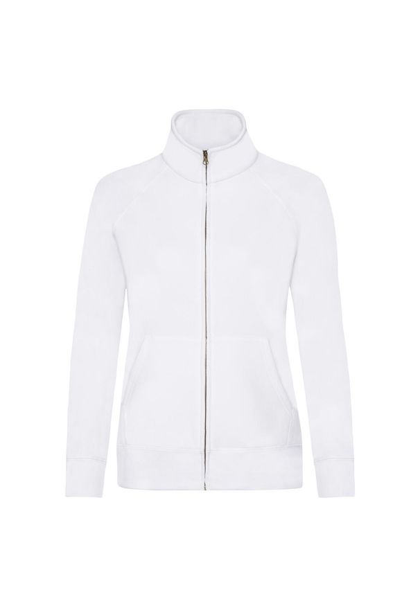 FRUIT OF THE LOOM - Kurtka Dresowa Premium Dla Pań I Panów. Kolor: biały. Materiał: dresówka. Sport: turystyka piesza
