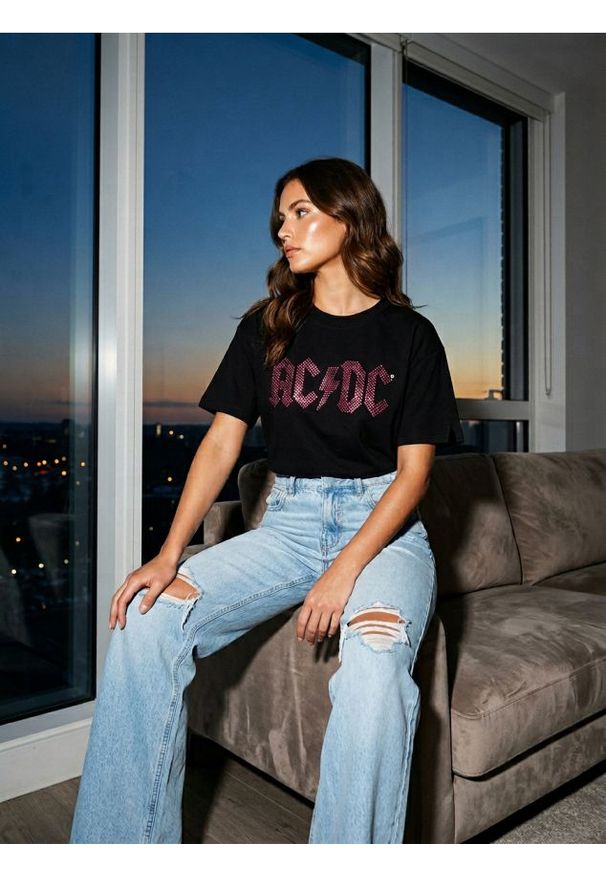 Sinsay - Koszulka AC/DC - czarny. Kolor: czarny
