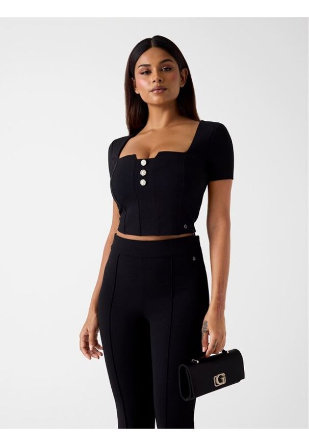 Guess Top 180186 Czarny Classic Fit. Kolor: czarny