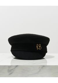 RUSLAN BAGINSKIY - Czarny wełniany kaszkiet z monogramem. Kolor: czarny. Materiał: wełna #4