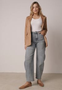 Born2be - Jasnoniebieskie Bawełniane Jeansy o Kroju Barrel Leg z Wysokim Stanem Vimariele. Okazja: na co dzień. Stan: podwyższony. Kolor: niebieski. Styl: casual, klasyczny, boho #2