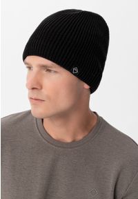 Volcano - Klasyczna czapka zimowa H-REVERS. Kolor: czarny. Materiał: dzianina, materiał. Wzór: ze splotem. Sezon: zima. Styl: klasyczny #1