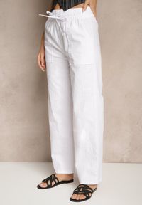 Renee - Białe Bawełniane Spodnie z Kokardą Davilena. Okazja: na co dzień. Stan: podwyższony. Kolor: biały. Materiał: bawełna. Styl: elegancki, casual #5